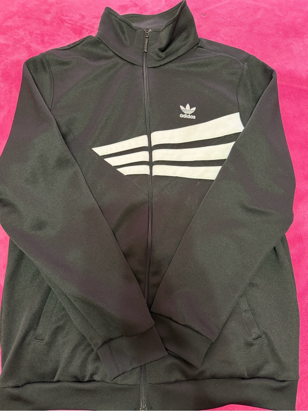 Adidas Black Track Jacket with White Stripe